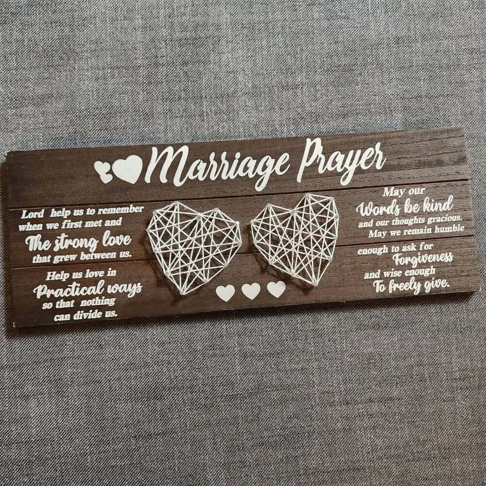 Jumptem Marriage Prayer Wooden String Art Sign Bridal Shower Wedding 15.5x6